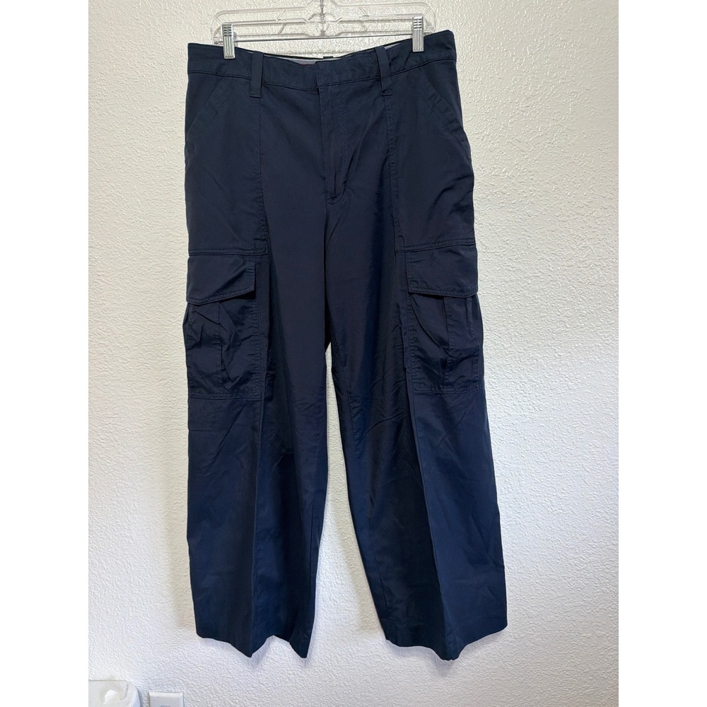 Tommy Hilfiger Navy Blue Wide Leg Cargo Pants Womens Size 12 Utility Trousers - Picture 1 of 8